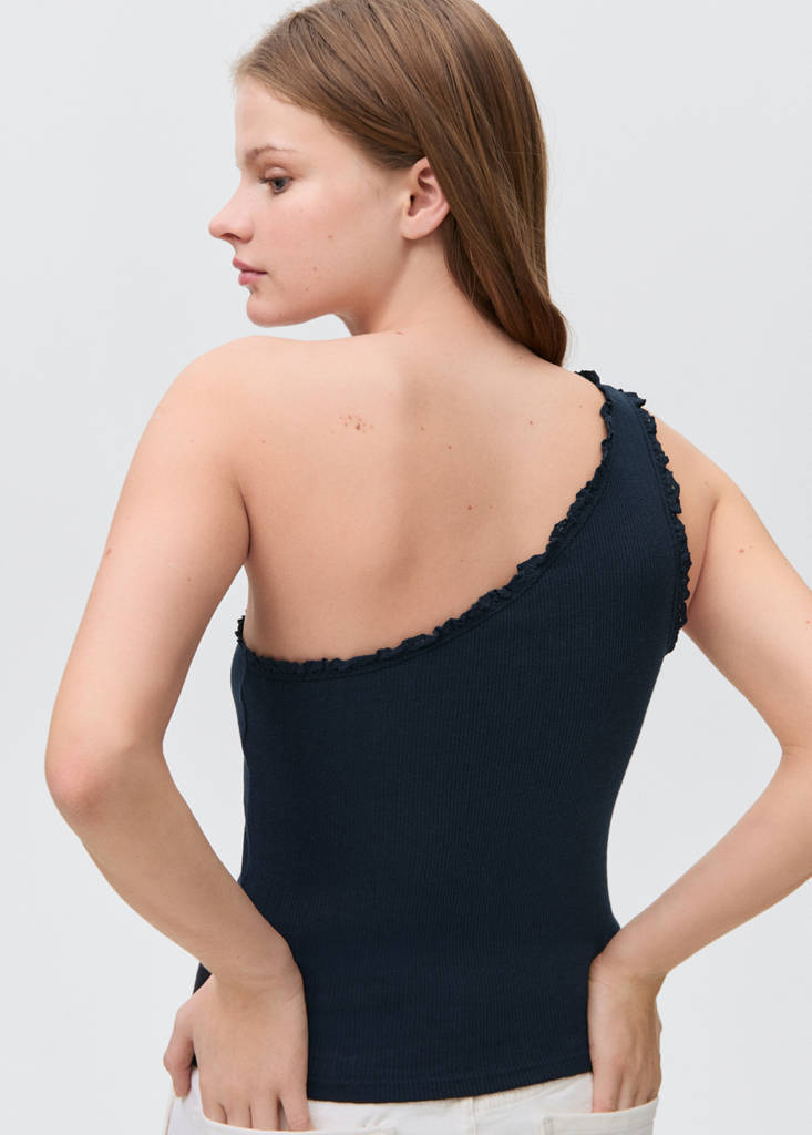 Lace asymmetric top — Dark Navy