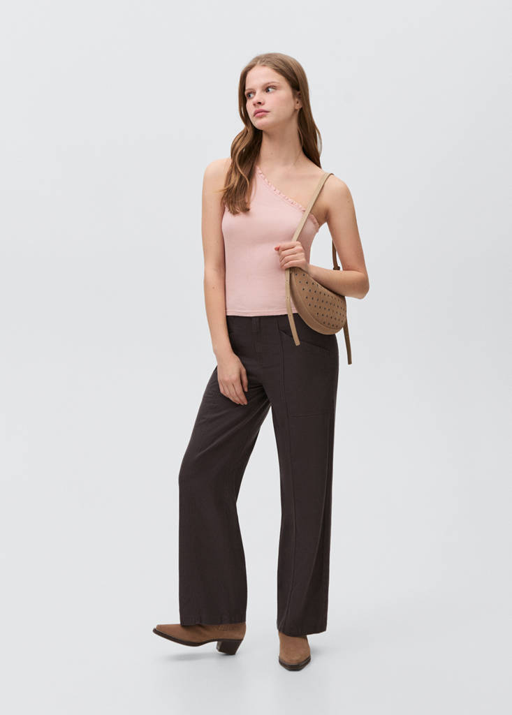 Lace asymmetric top — Pale Pink