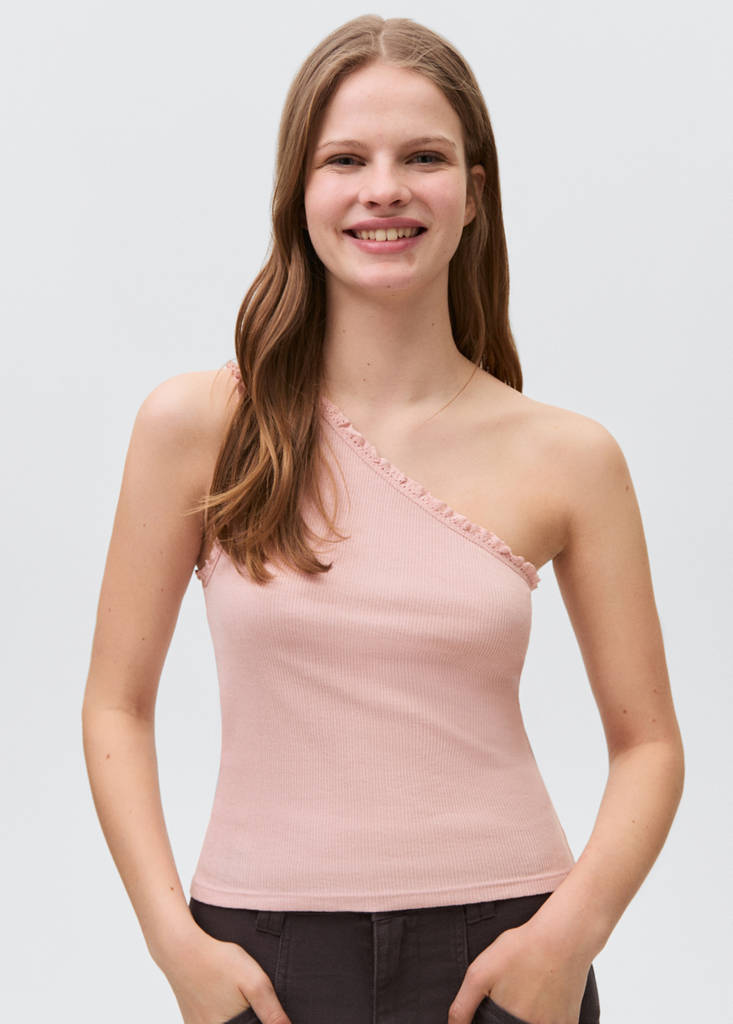 Lace asymmetric top — Pale Pink