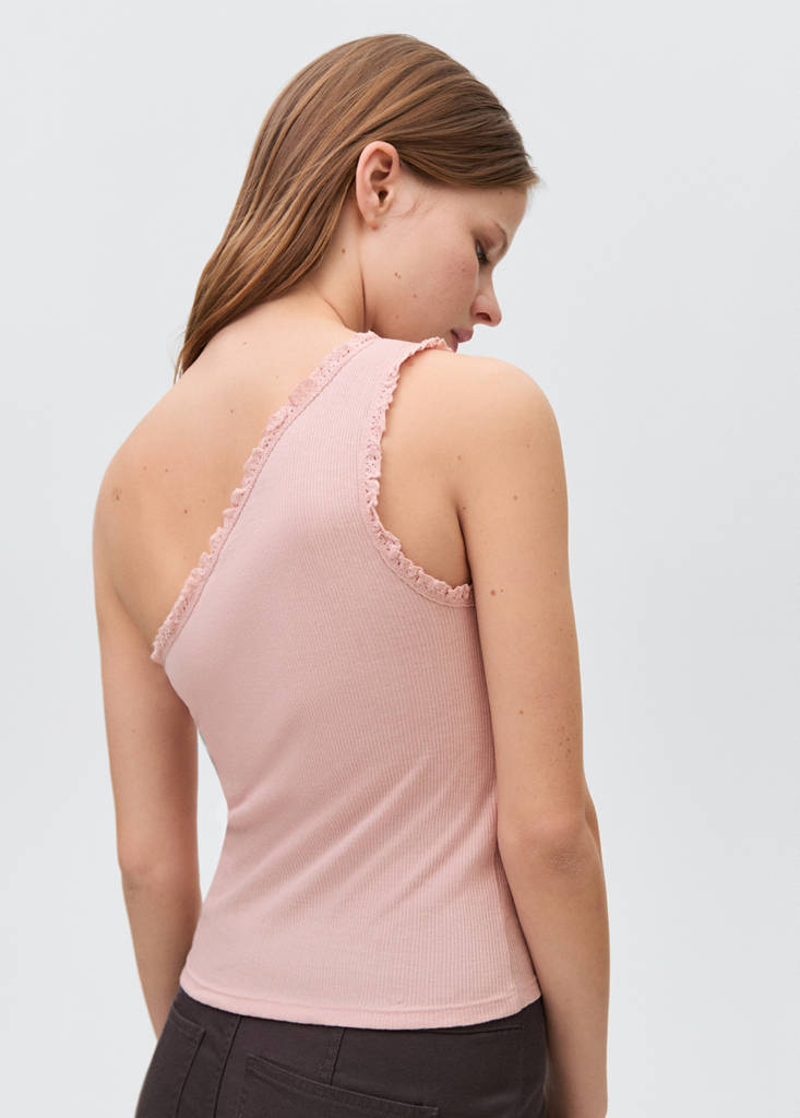 Lace asymmetric top — Pale Pink