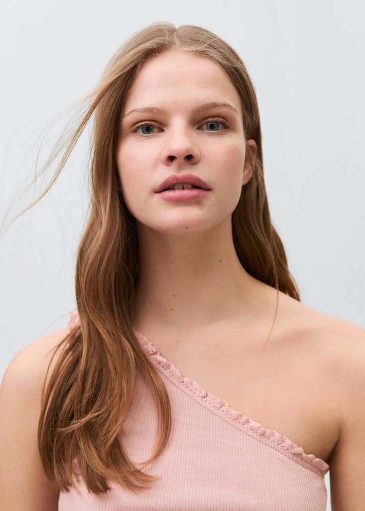 Lace asymmetric top — Pale Pink