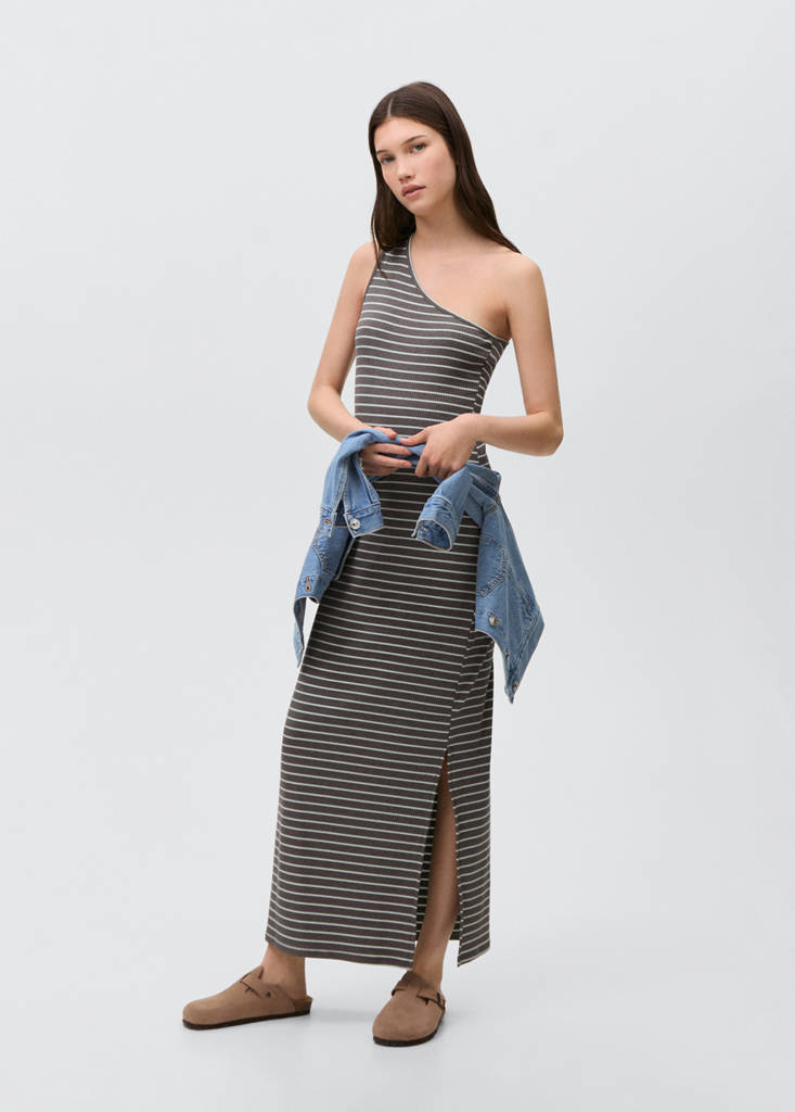 Long asymmetric dress — Grey