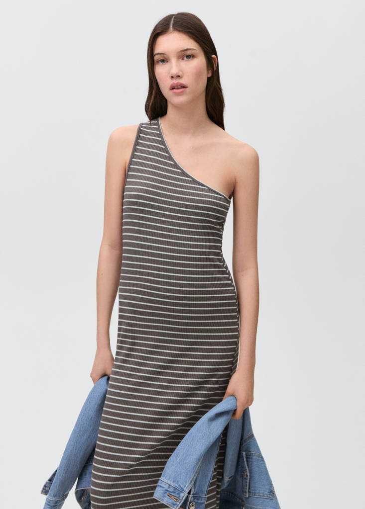 Long asymmetric dress — Grey