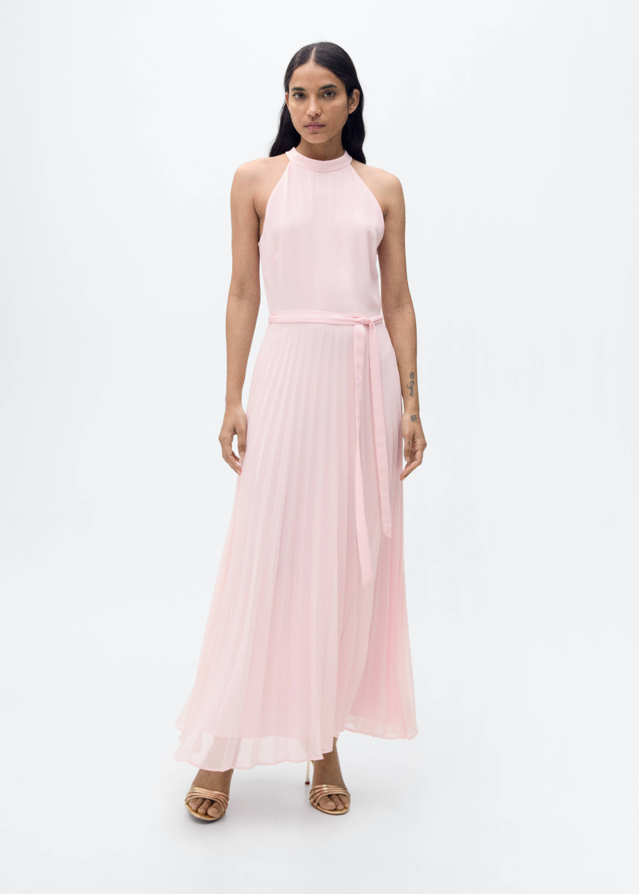 Pleated halter neck dress - General plane