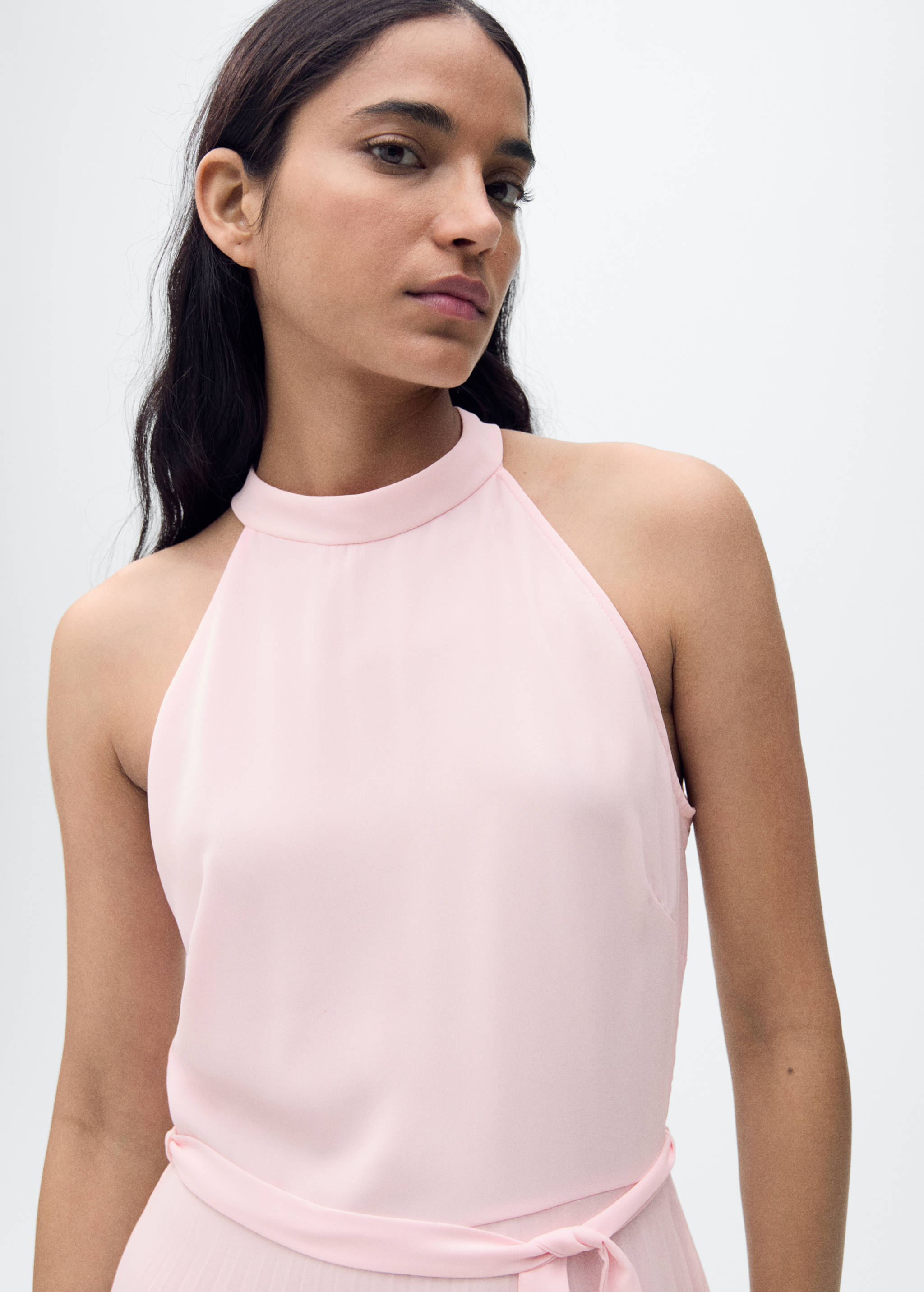 Pleated halter neck dress - Medium plane