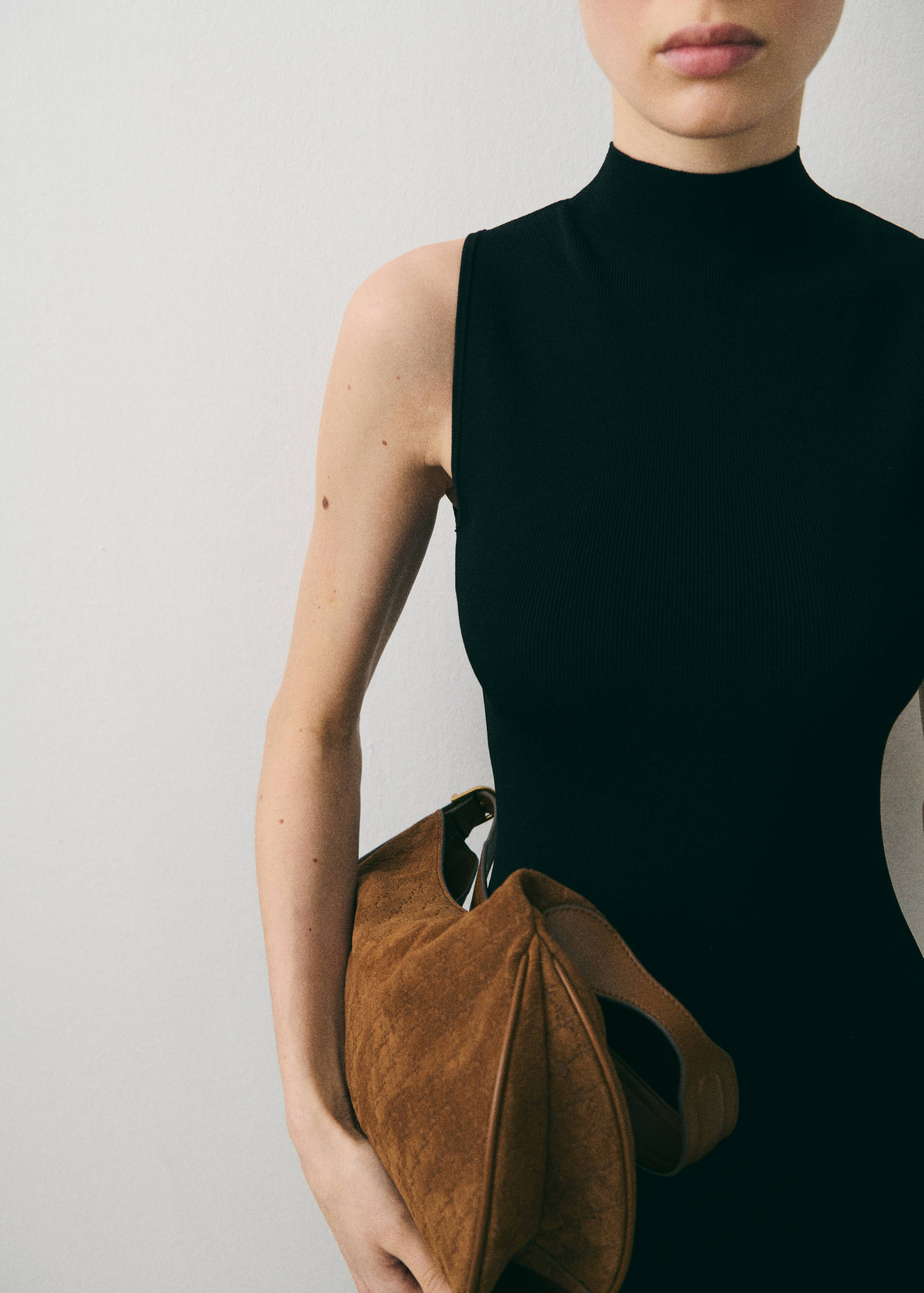 Suede shoulder bag with logo print - General plane