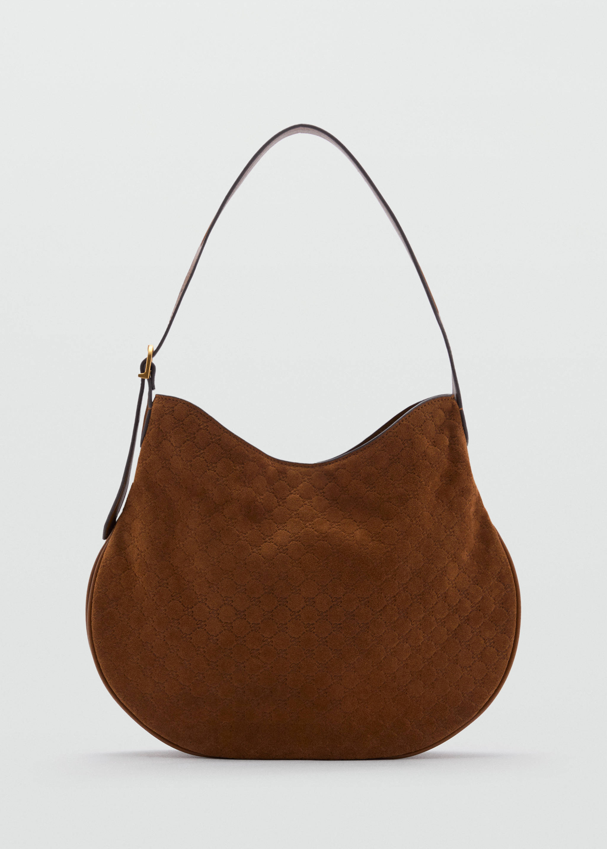 Suede shoulder bag with logo print - Article without model