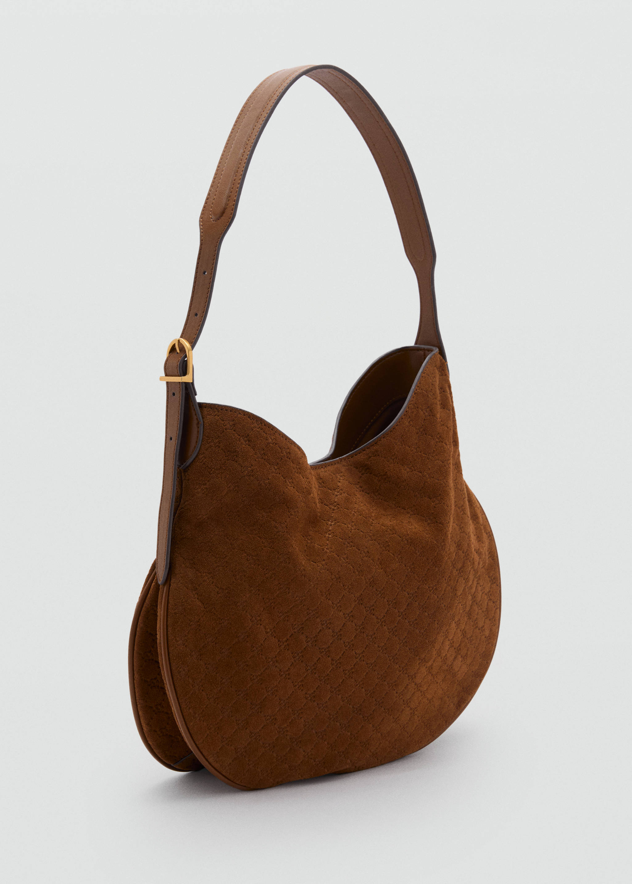 Suede shoulder bag with logo print - Medium plane