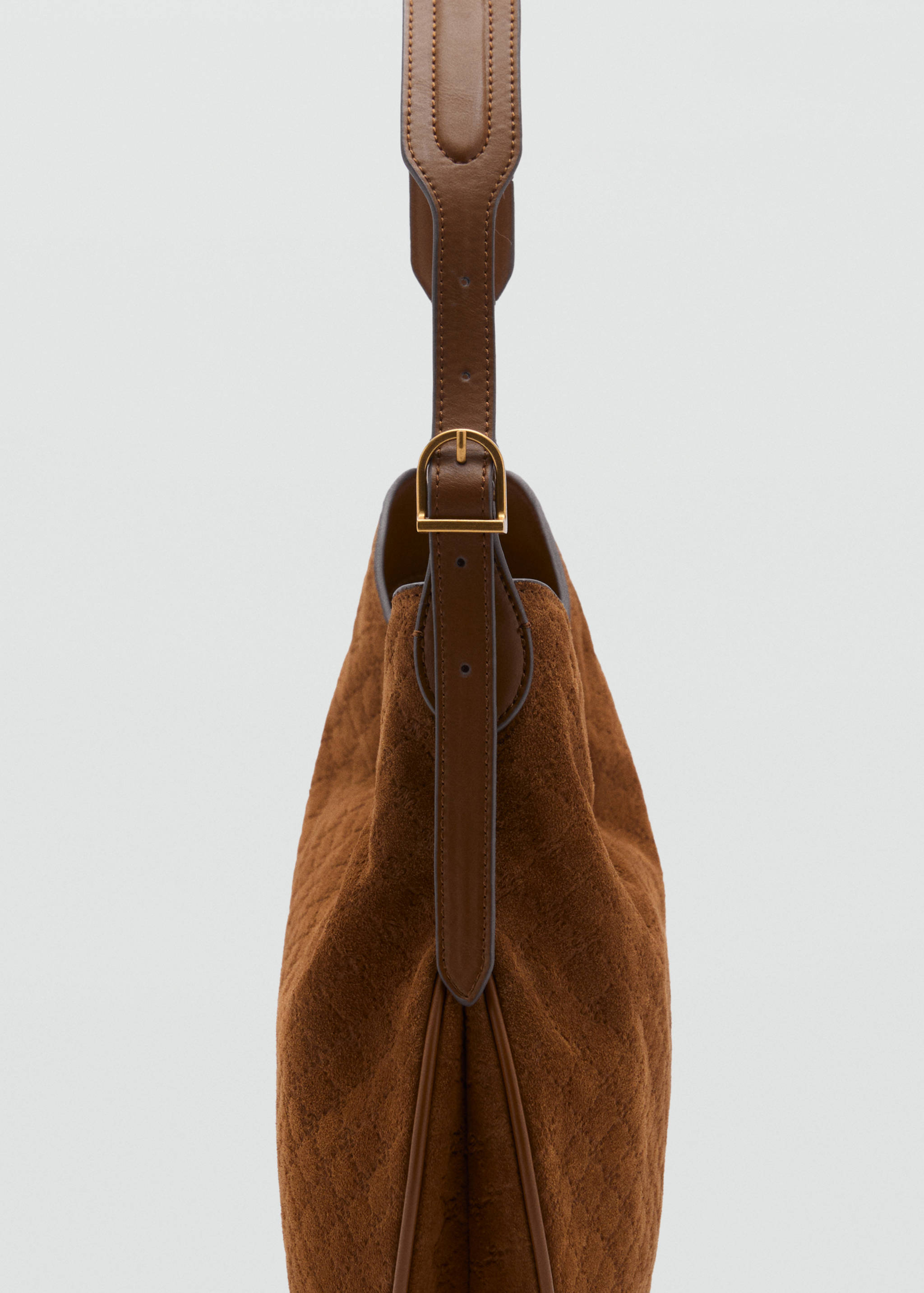 Suede shoulder bag with logo print - Details of the article 1