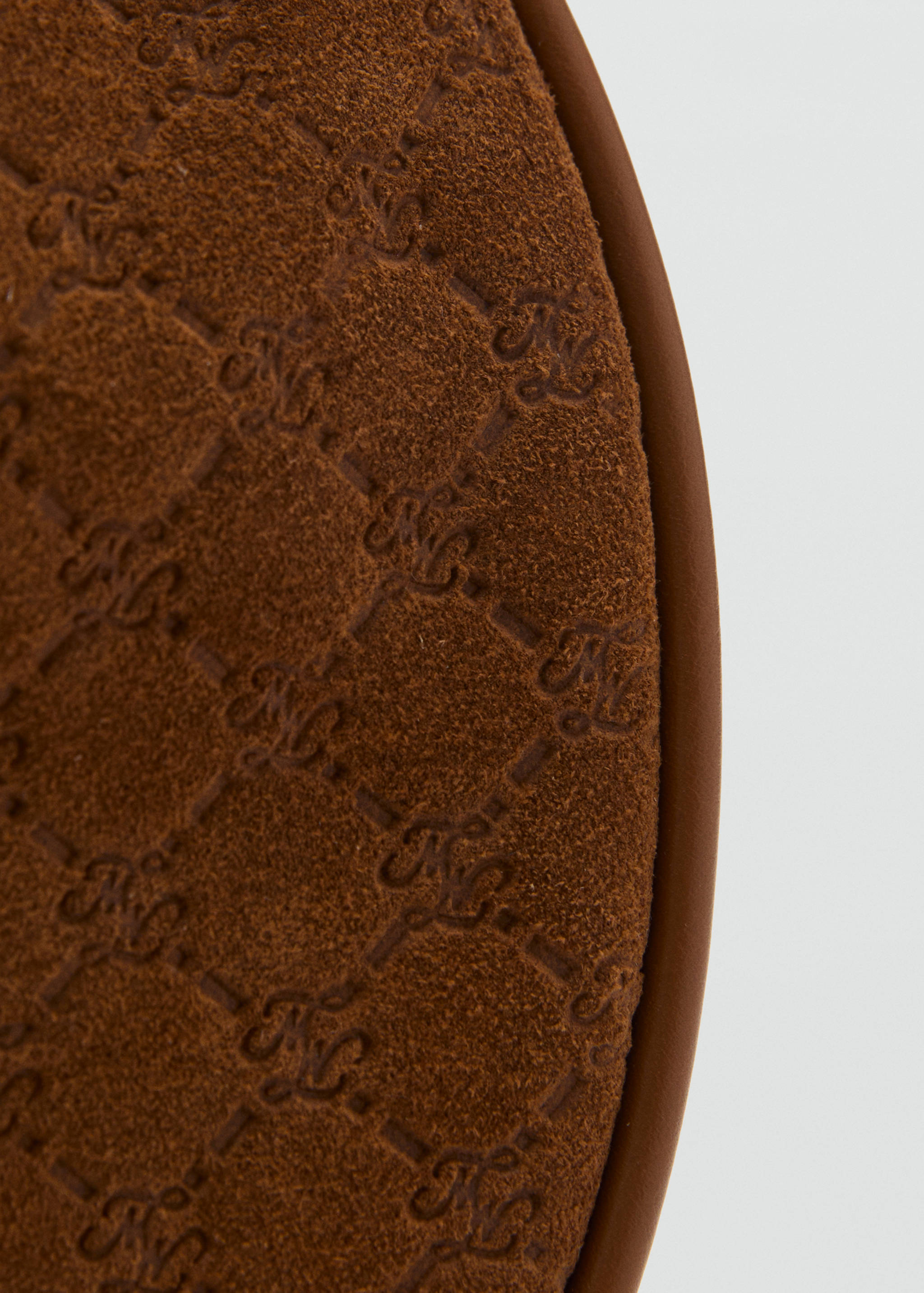 Suede shoulder bag with logo print - Details of the article 2