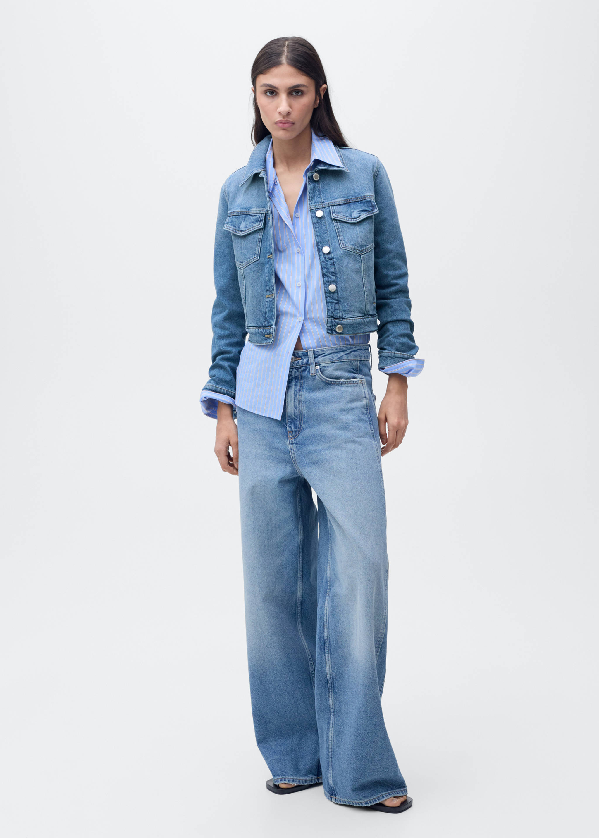 Crop denim jacket - General plane