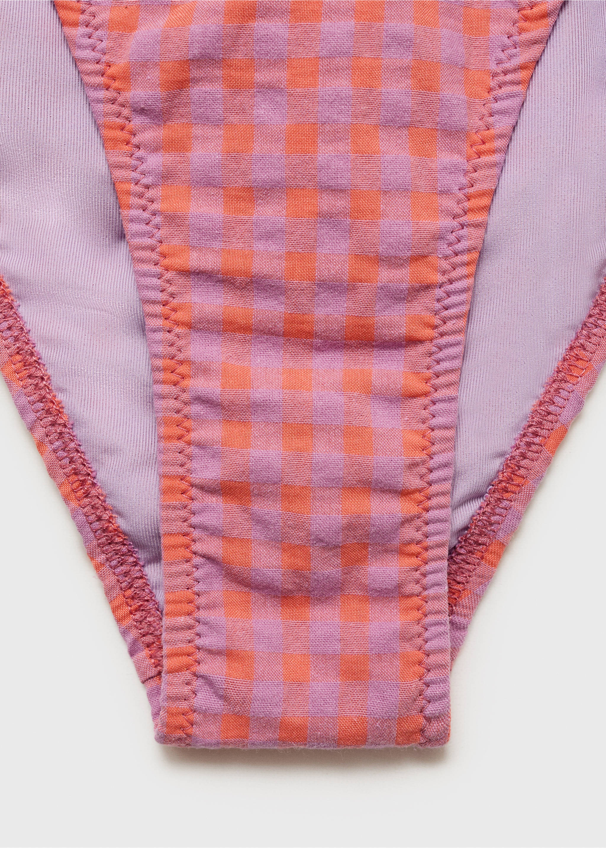 Gingham-print bikini - Details of the article 8, Coral Red. Ref: 87055744-00.