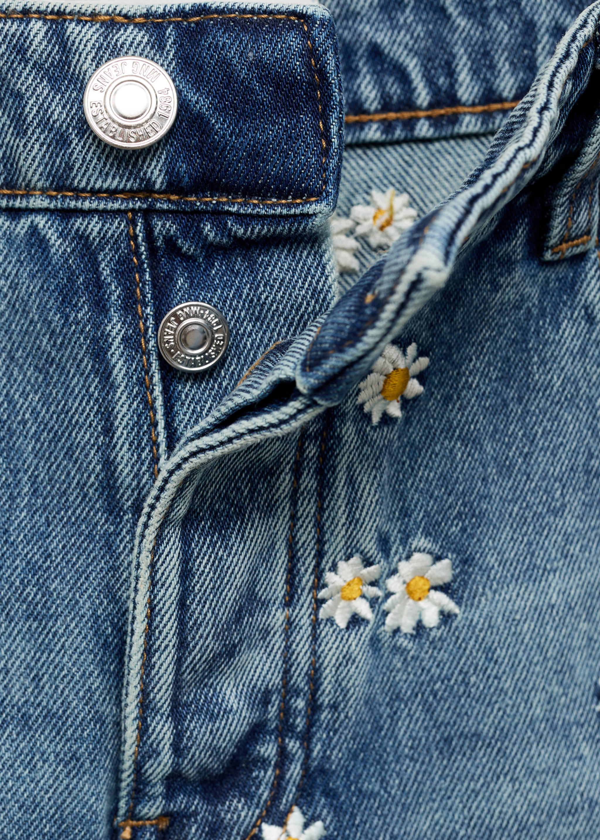 Jeans wideleg brodé de fleurs - Détail de l'article 8
