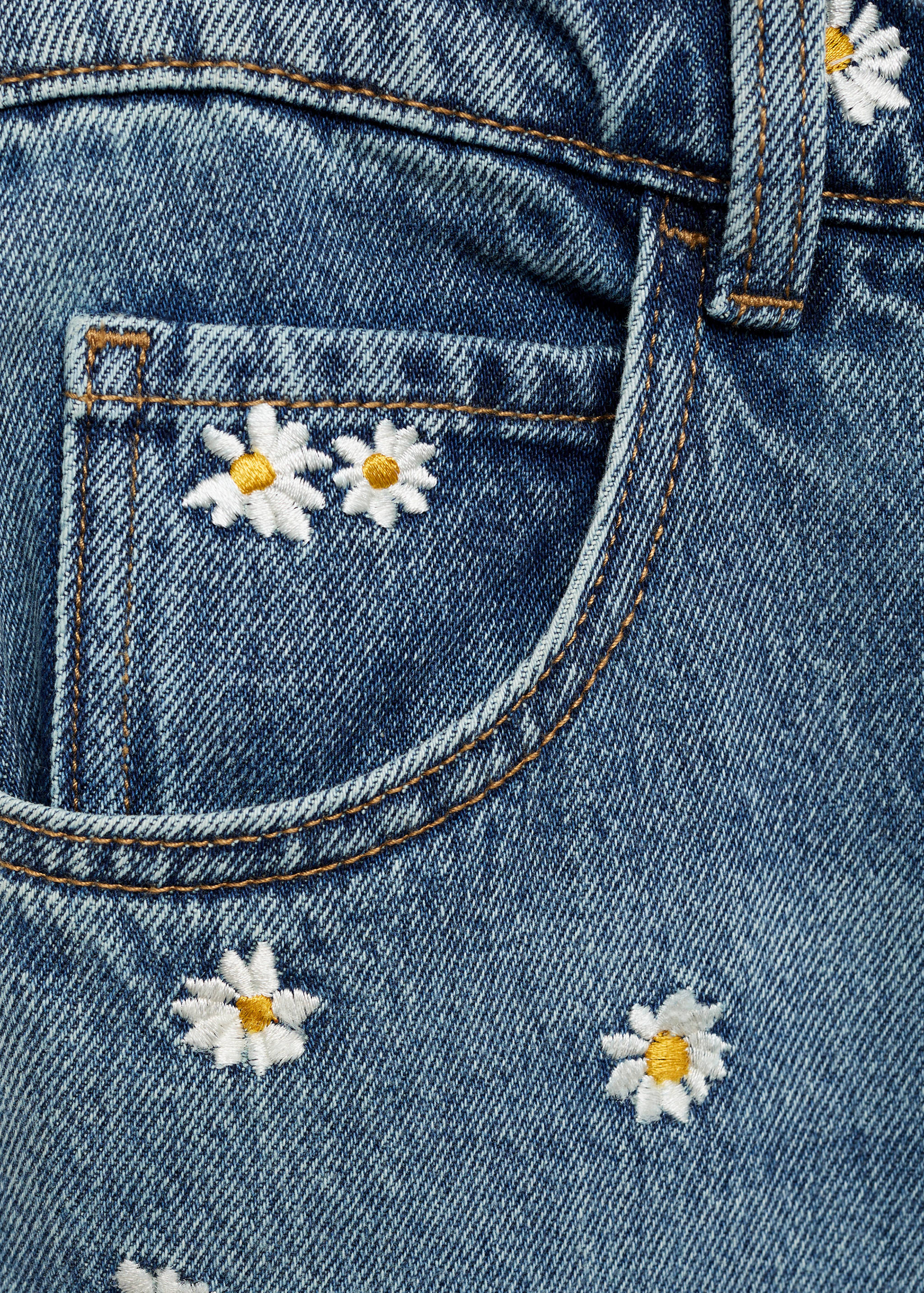 Jeans wideleg brodé de fleurs - Détail de l'article 0