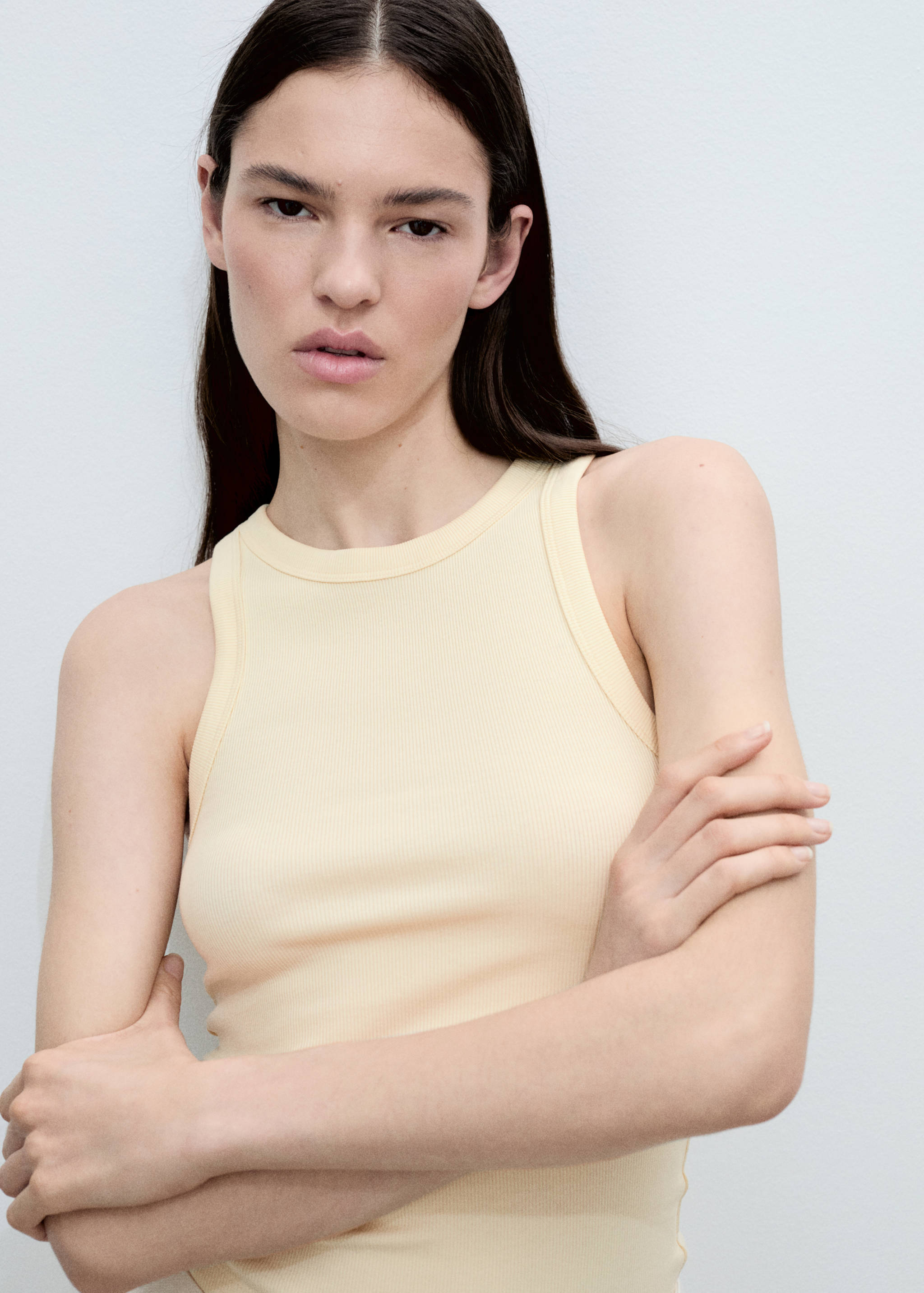 Ribbed cotton-blend top - Medium plane