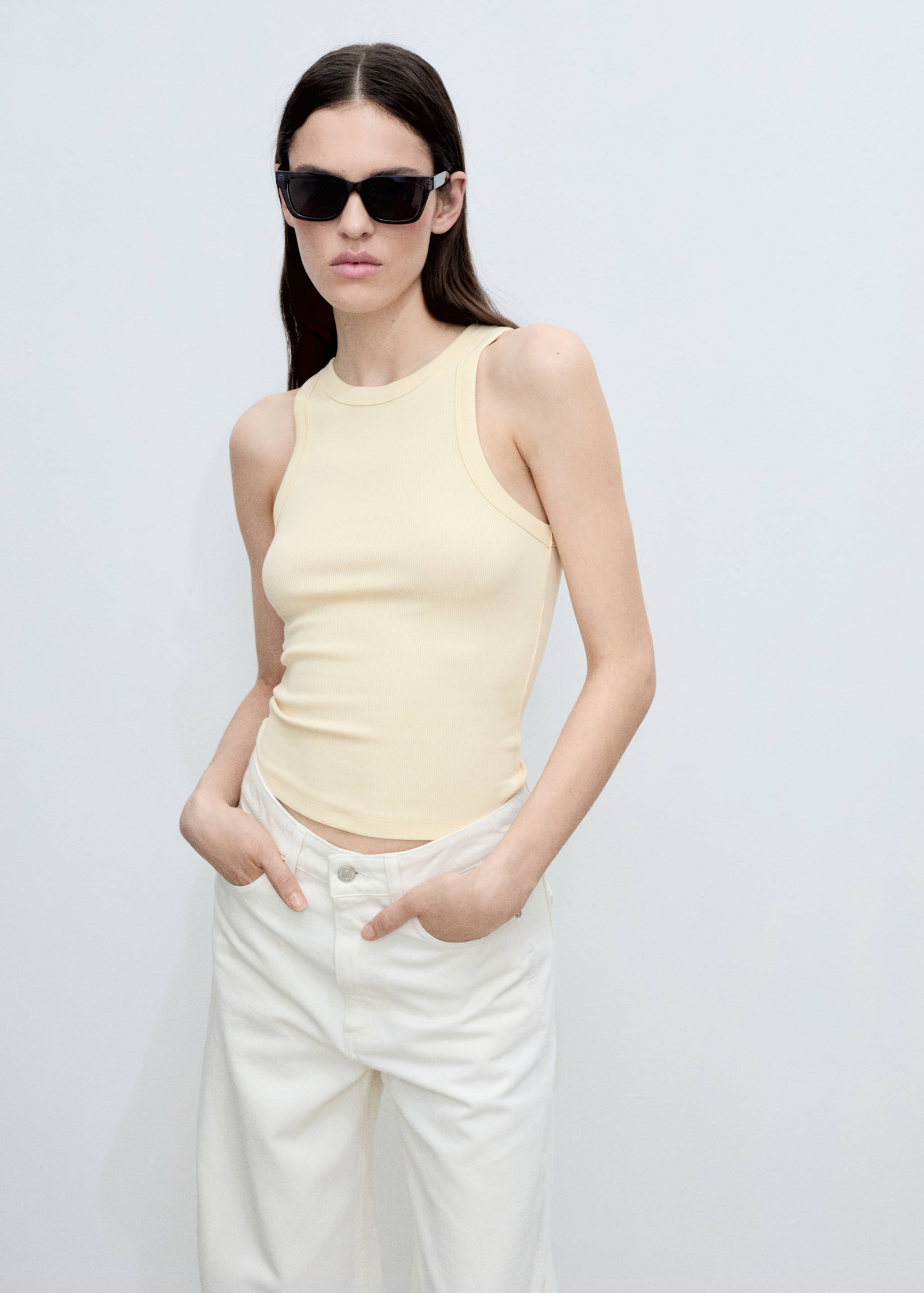 Ribbed cotton-blend top - Details of the article 1