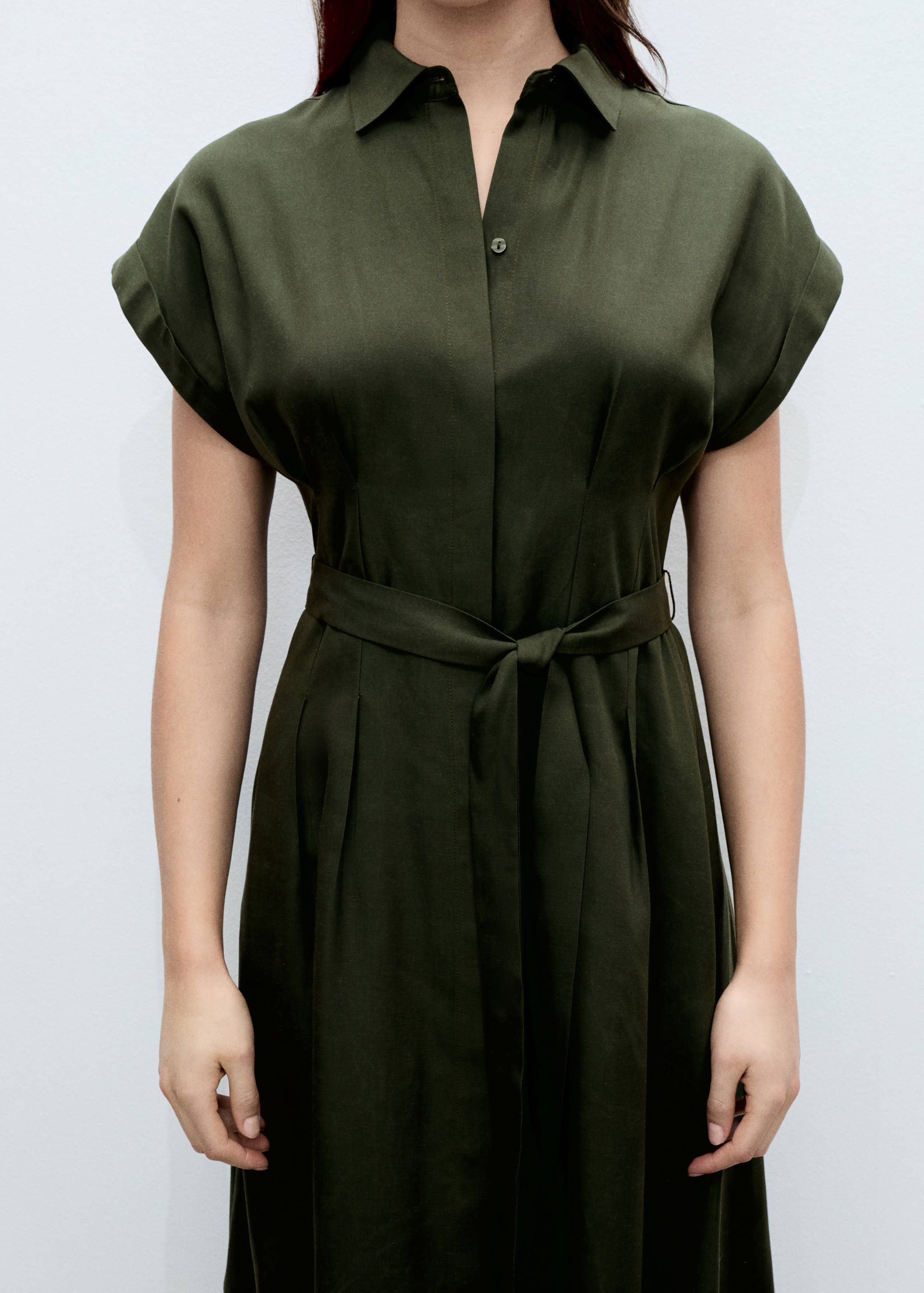 Linen and lyocell-blend shirt dress with belt - Details of the article 6