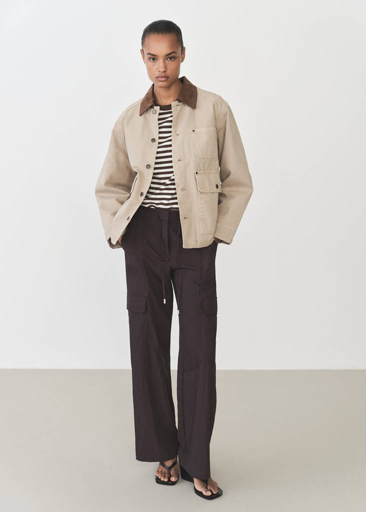 Striped short-sleeved t-shirt — Brown