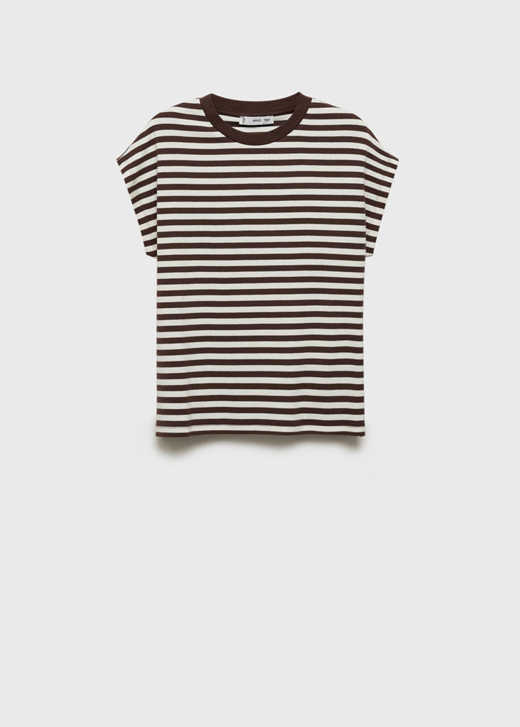 Striped short-sleeved t-shirt — Brown