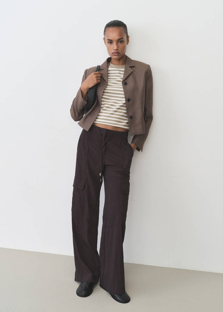 Striped short-sleeved t-shirt — Khaki