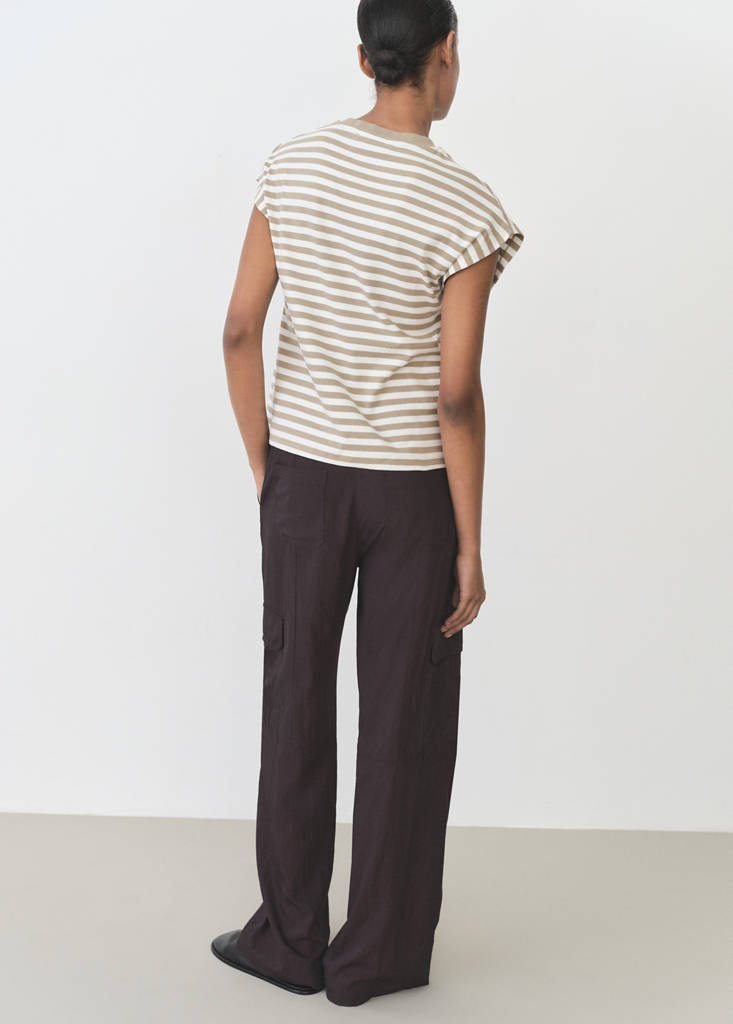 Striped short-sleeved t-shirt — Khaki