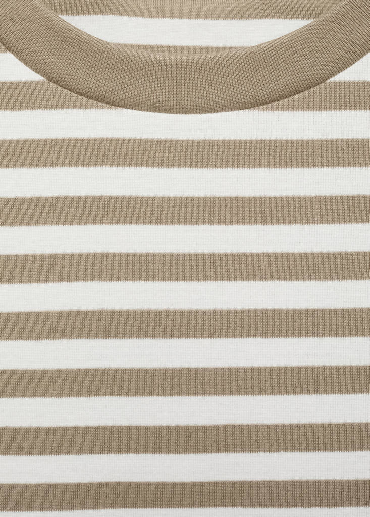 Striped short-sleeved t-shirt — Khaki