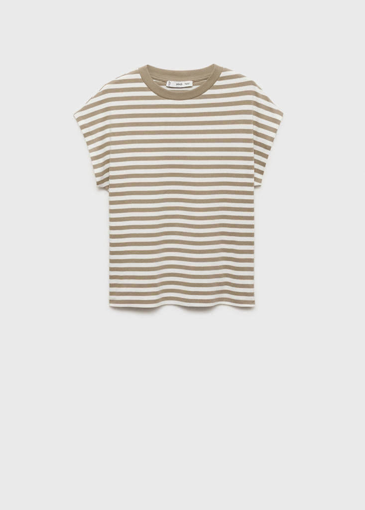 Striped short-sleeved t-shirt — Khaki