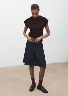 Short-sleeved fine-knit sweater — Chocolate 2