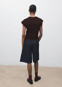 Short-sleeved fine-knit sweater — Chocolate 3