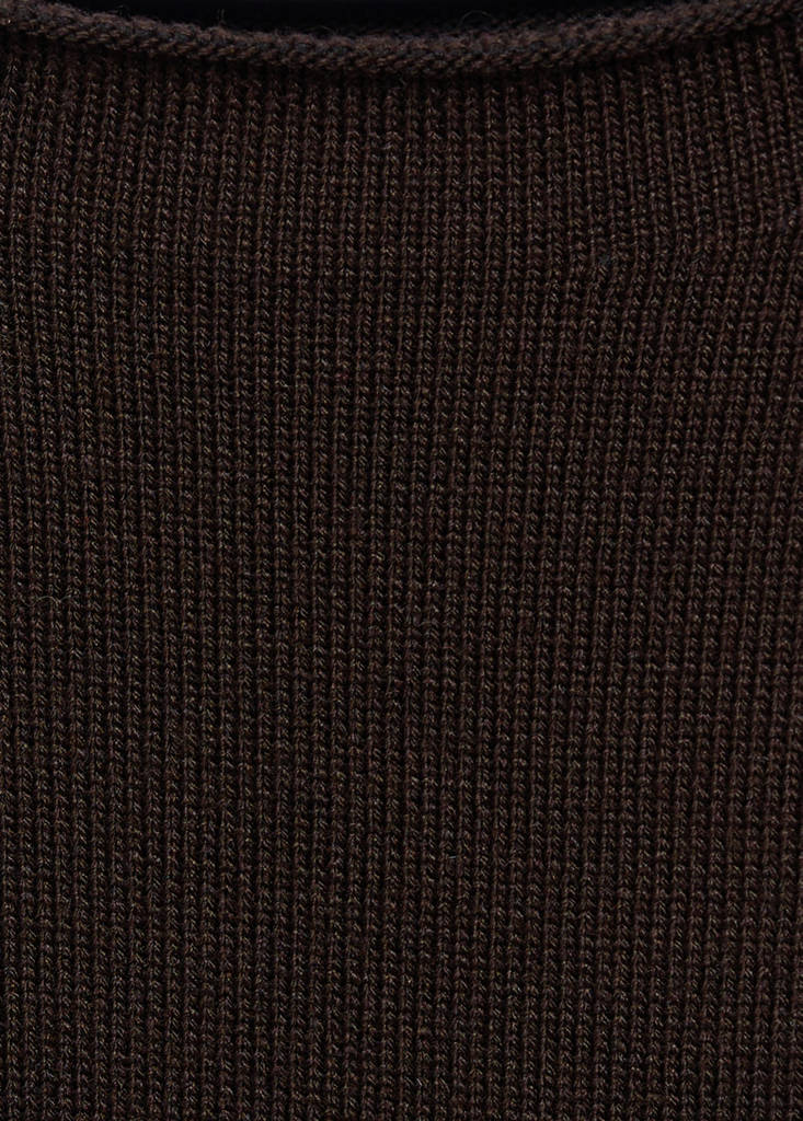 Short-sleeved fine-knit sweater — Chocolate