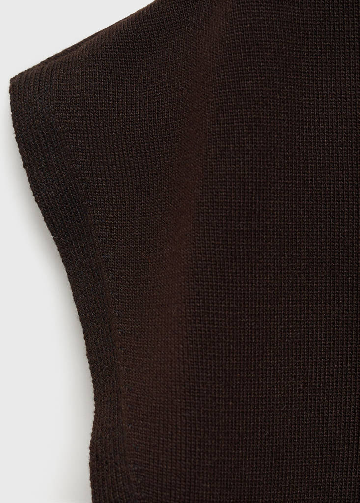 Short-sleeved fine-knit sweater — Chocolate