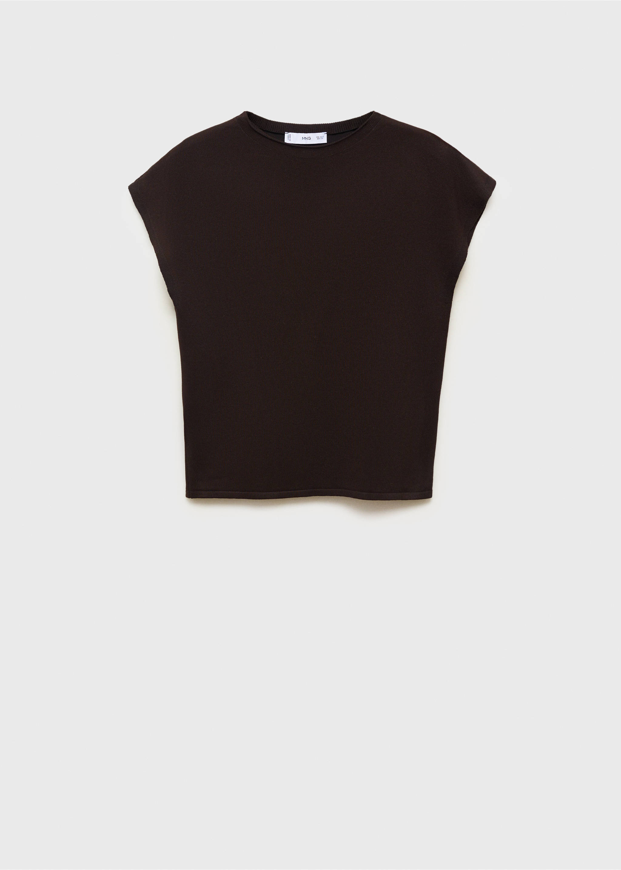 Short-sleeved fine-knit sweater - Article without model, Chocolate. Ref: 87055763-00.