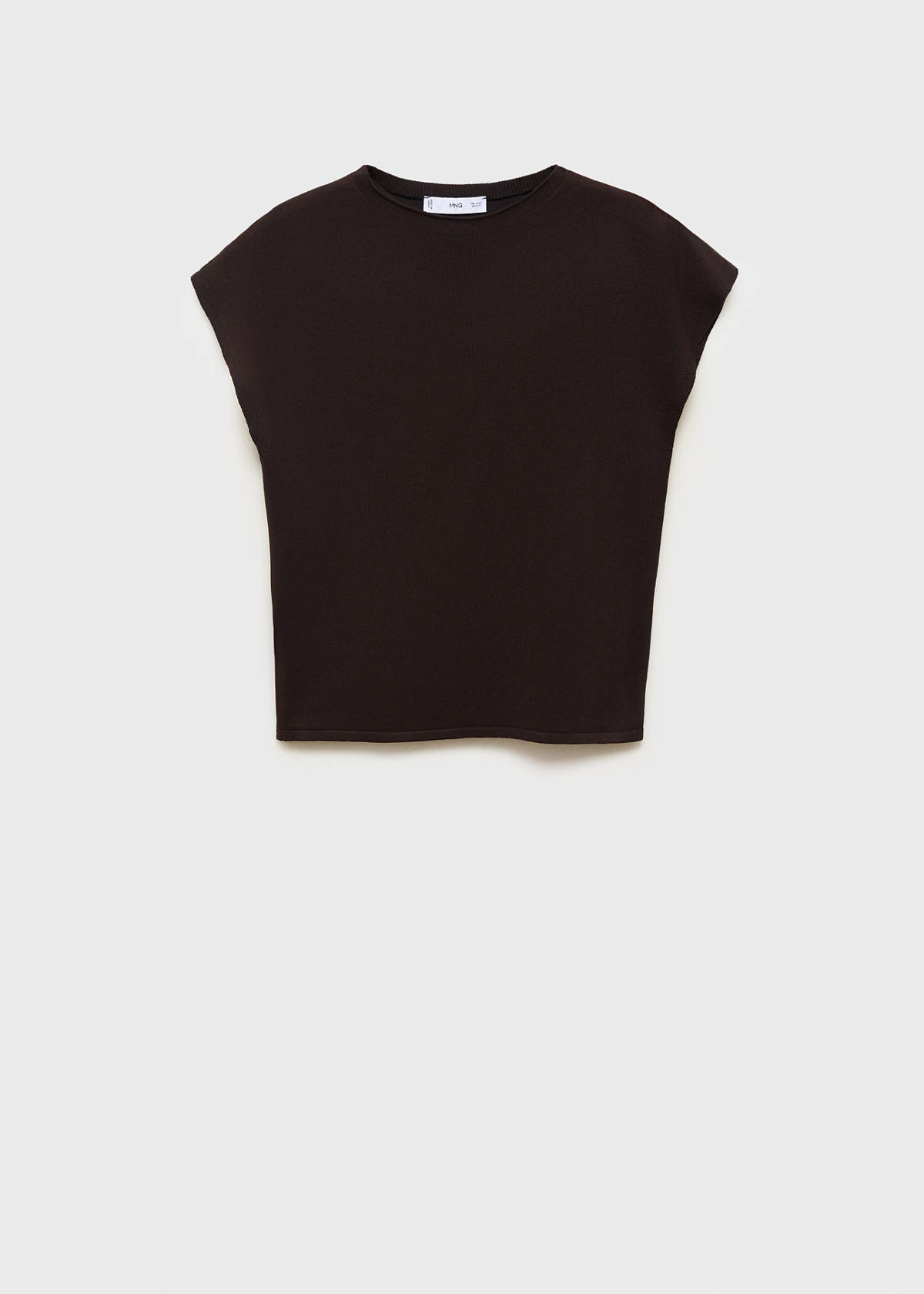 Short-sleeved fine-knit sweater — Chocolate