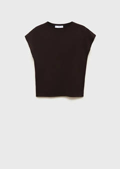 Short-sleeved fine-knit sweater — Chocolate 5