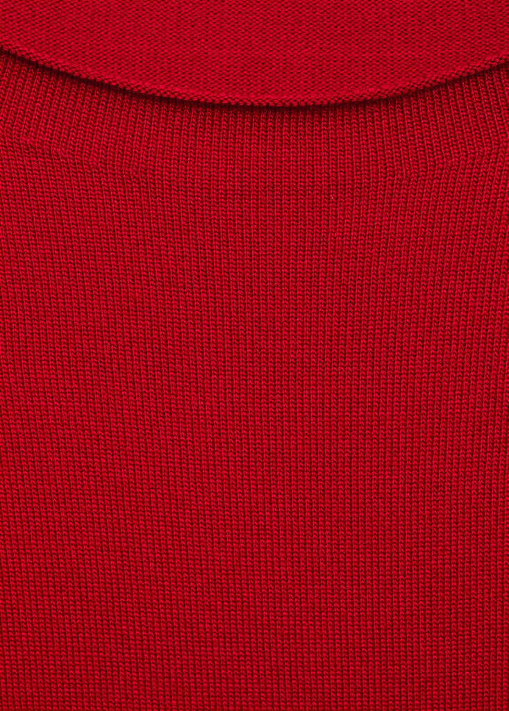Short-sleeved fine-knit sweater — Red