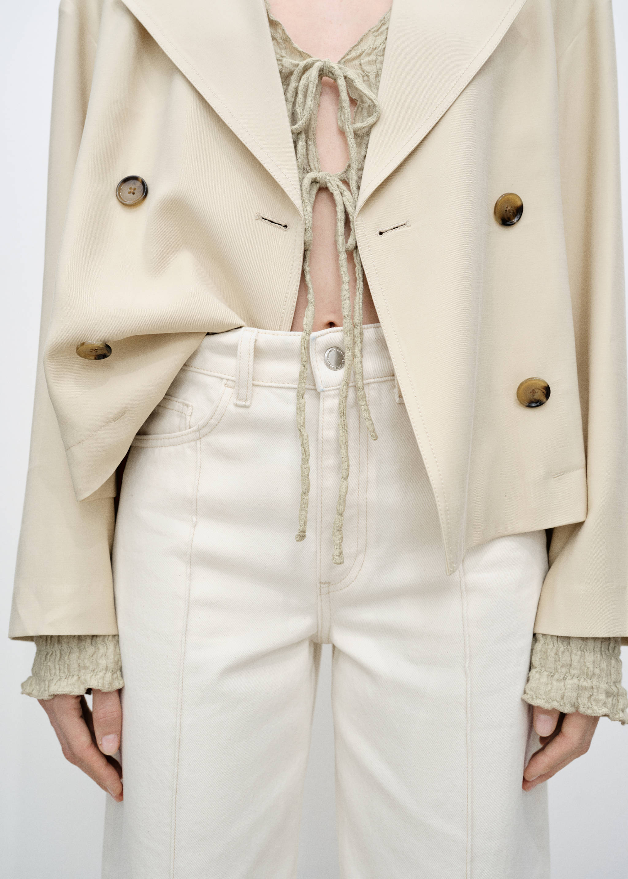 Wide leg cropped jeans with seam detail - Details of the article 6