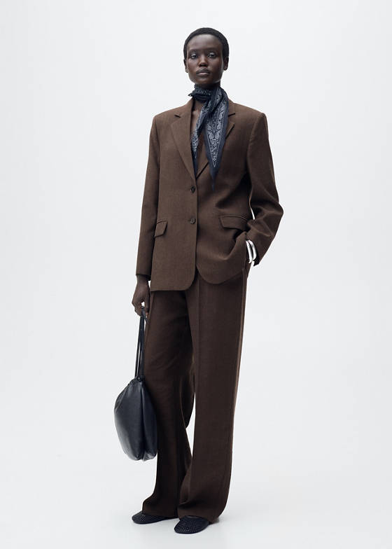 Düz kesim lyocell blazer ceket
