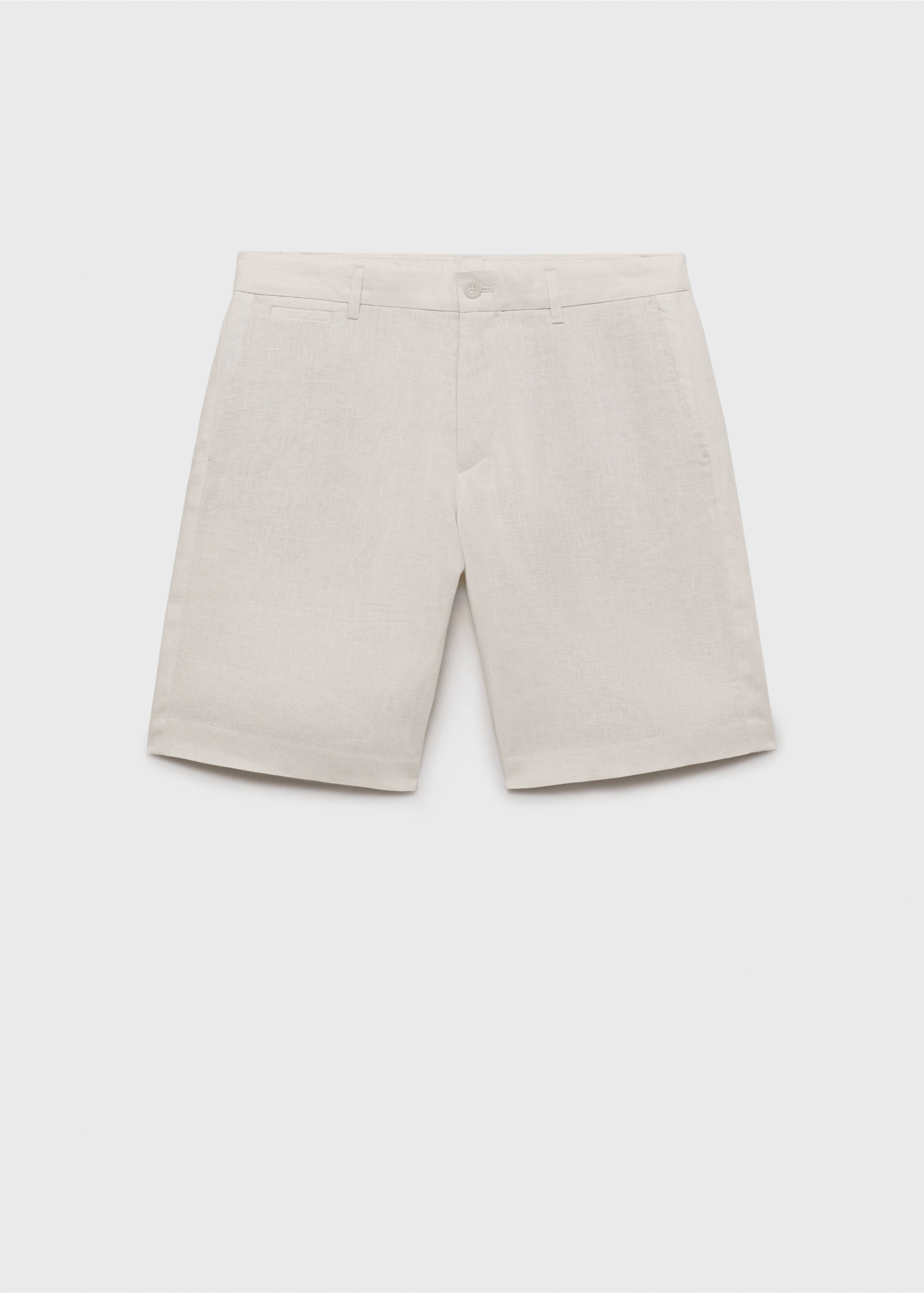 Slim-fit 100% linen bermuda shorts - Article without model, Off White. Ref: 87055919-00.