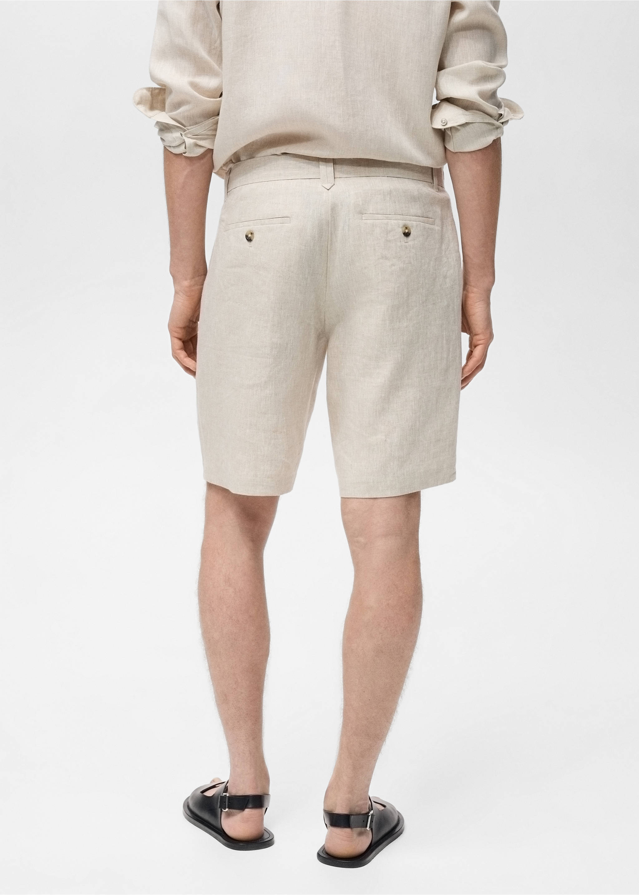 Slim-fit 100% linen bermuda shorts - Reverse of the article, Ecru. Ref: 87055919-00.