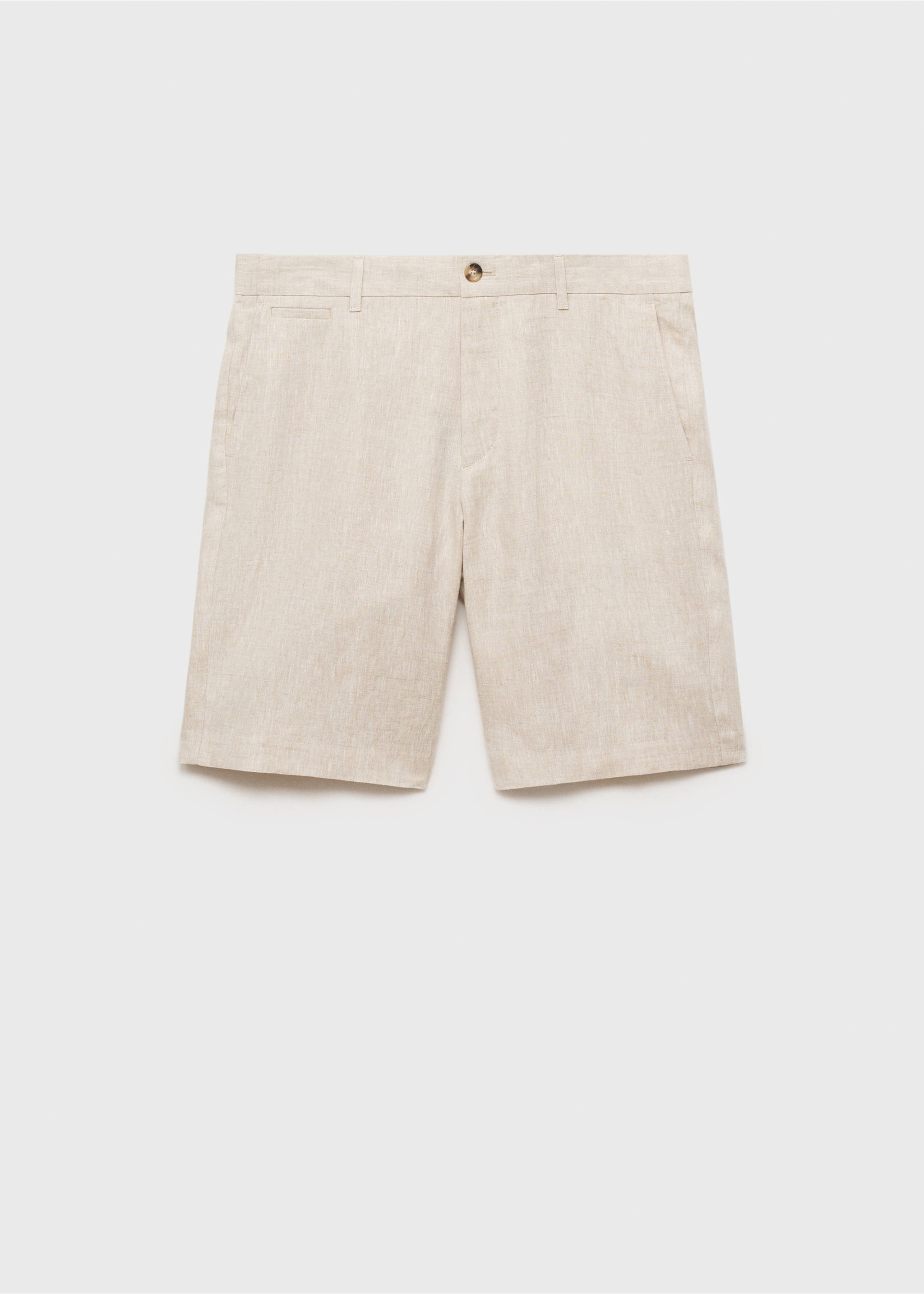 Slim-fit 100% linen bermuda shorts - Article without model, Ecru. Ref: 87055919-00.
