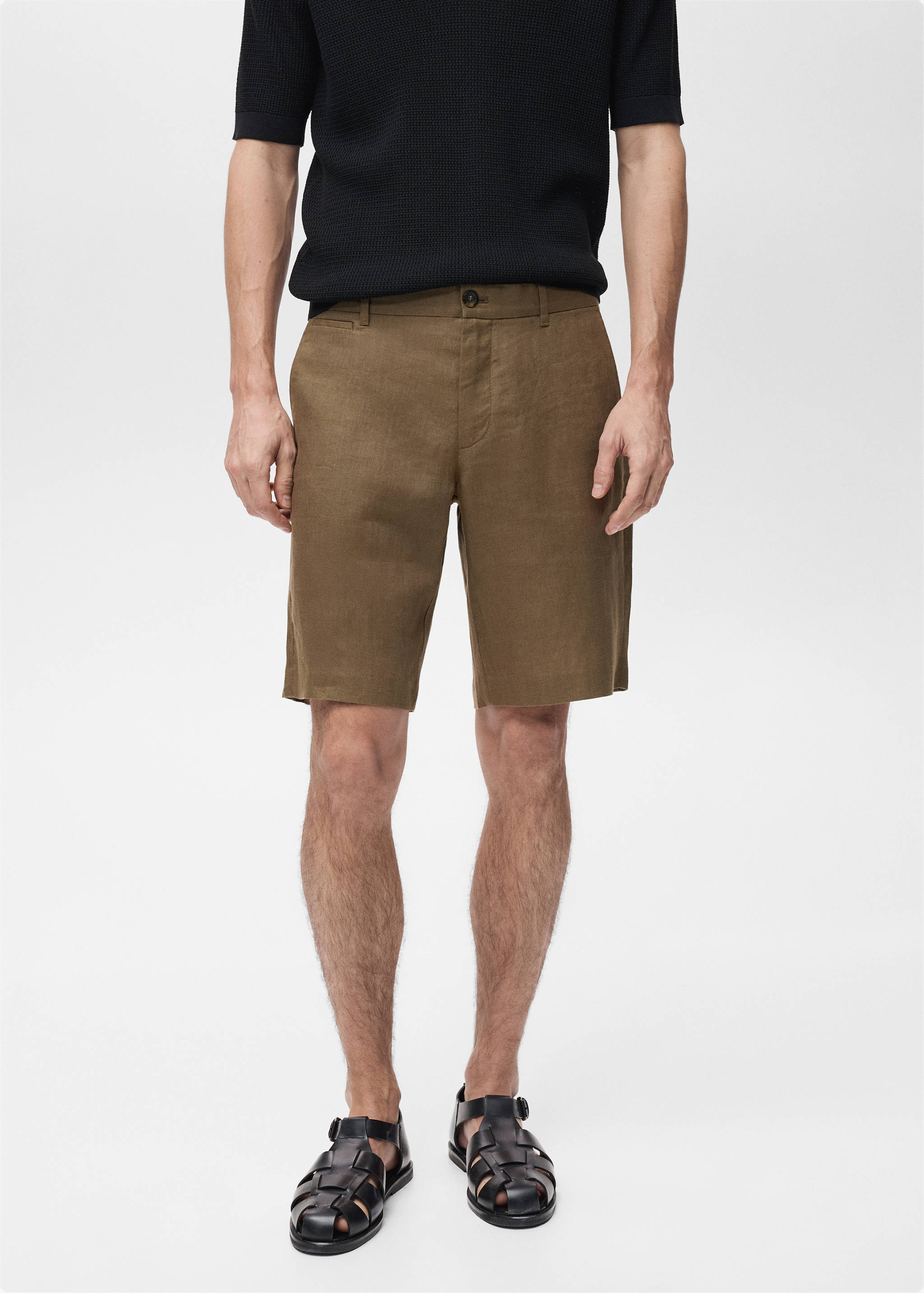 Bermudas slim fit 100% lino - Plano medio