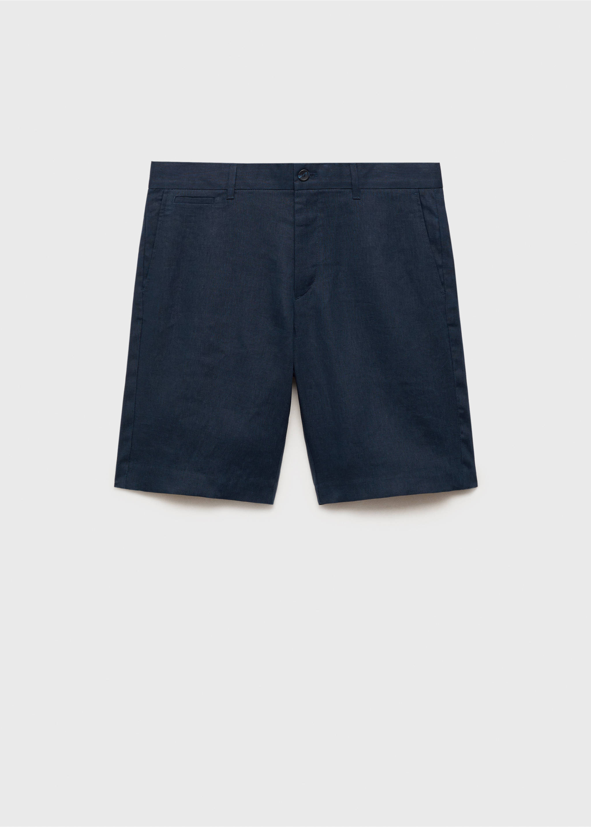 Slim-fit 100% linen bermuda shorts - Article without model, Dark Navy. Ref: 87055919-00.