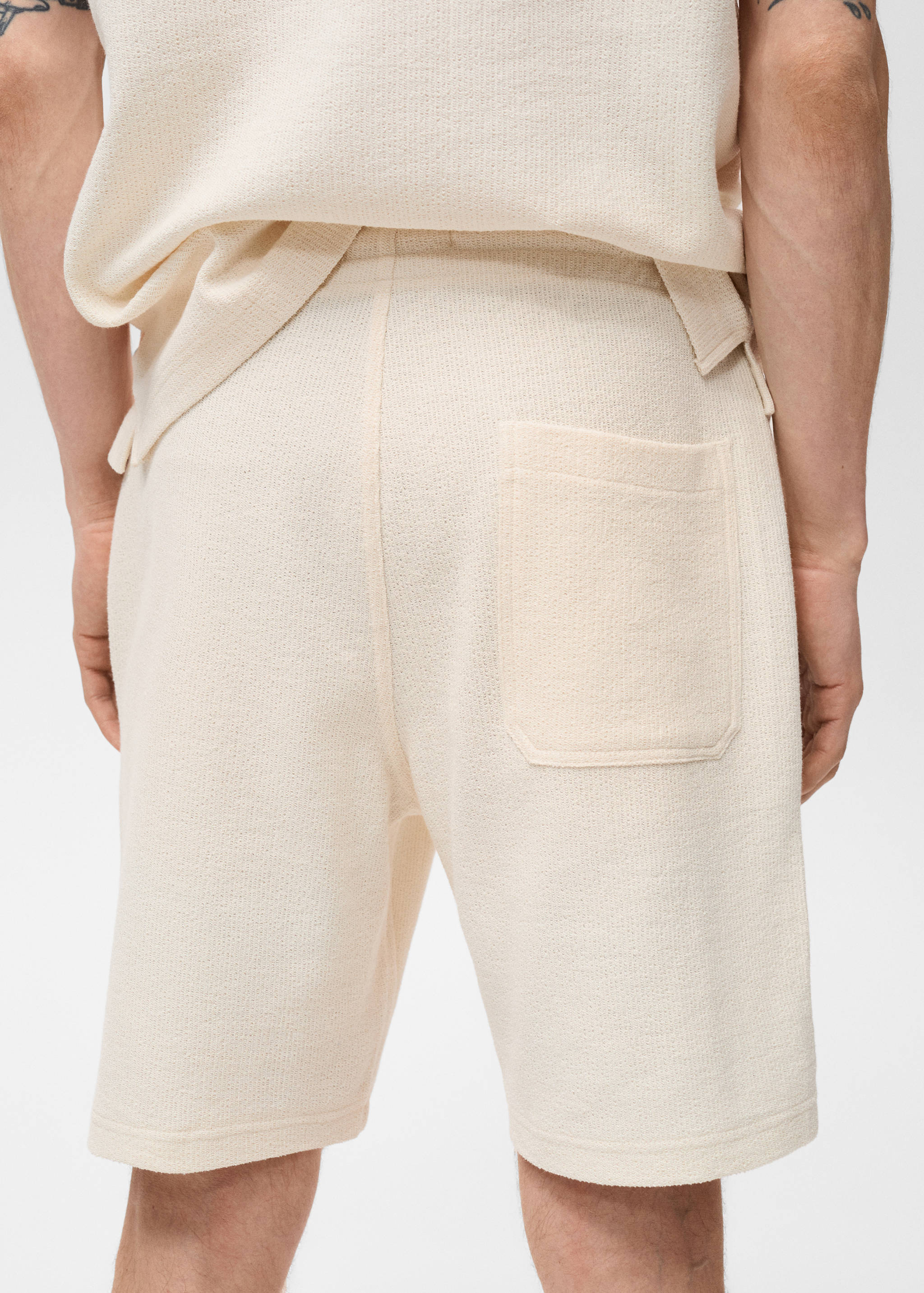 Textured cotton bermuda shorts with drawstring - Details of the article 6