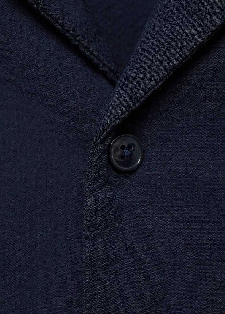Textured shirt with bowling collar — Dark Navy