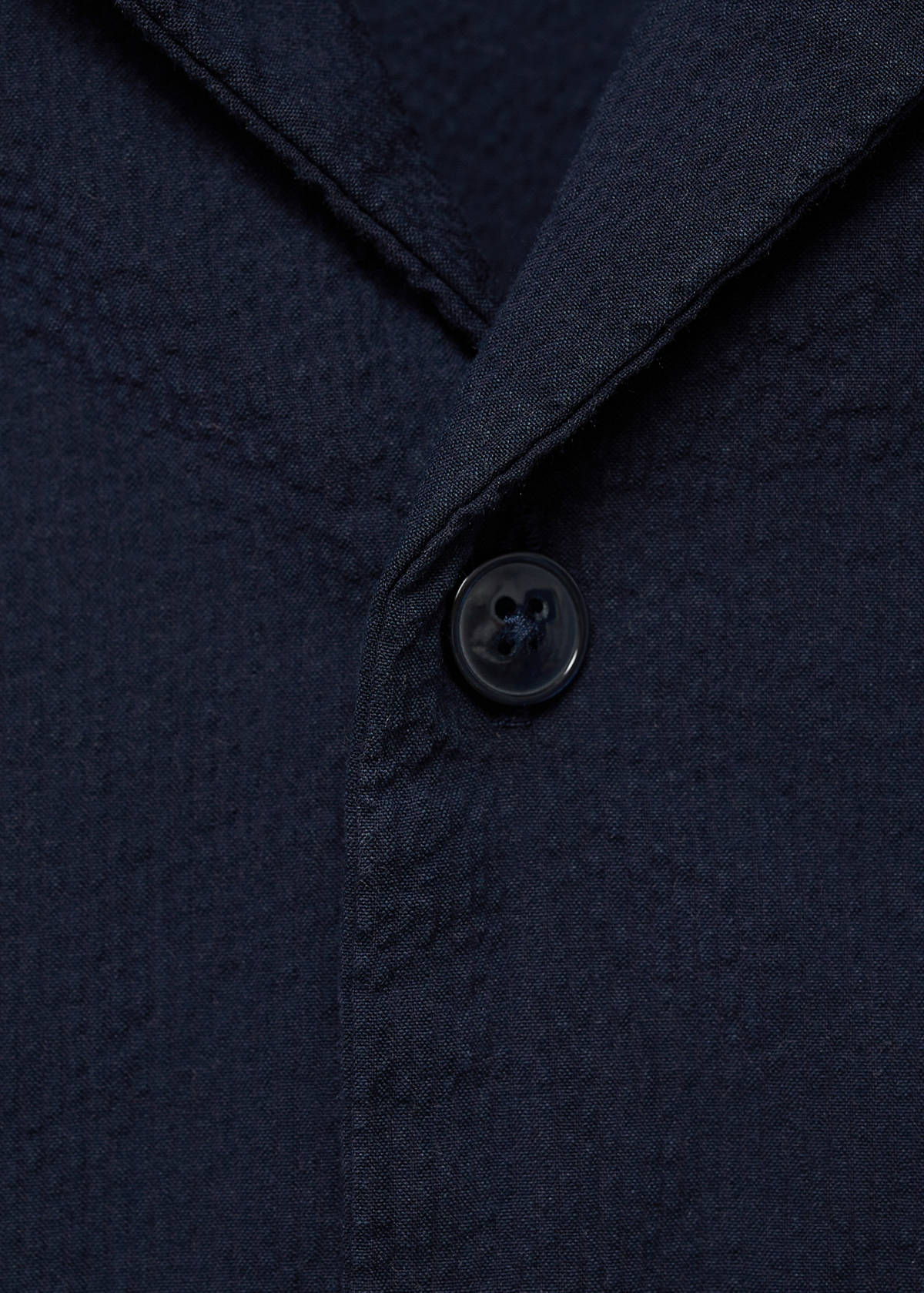 Textured shirt with bowling collar — Dark Navy