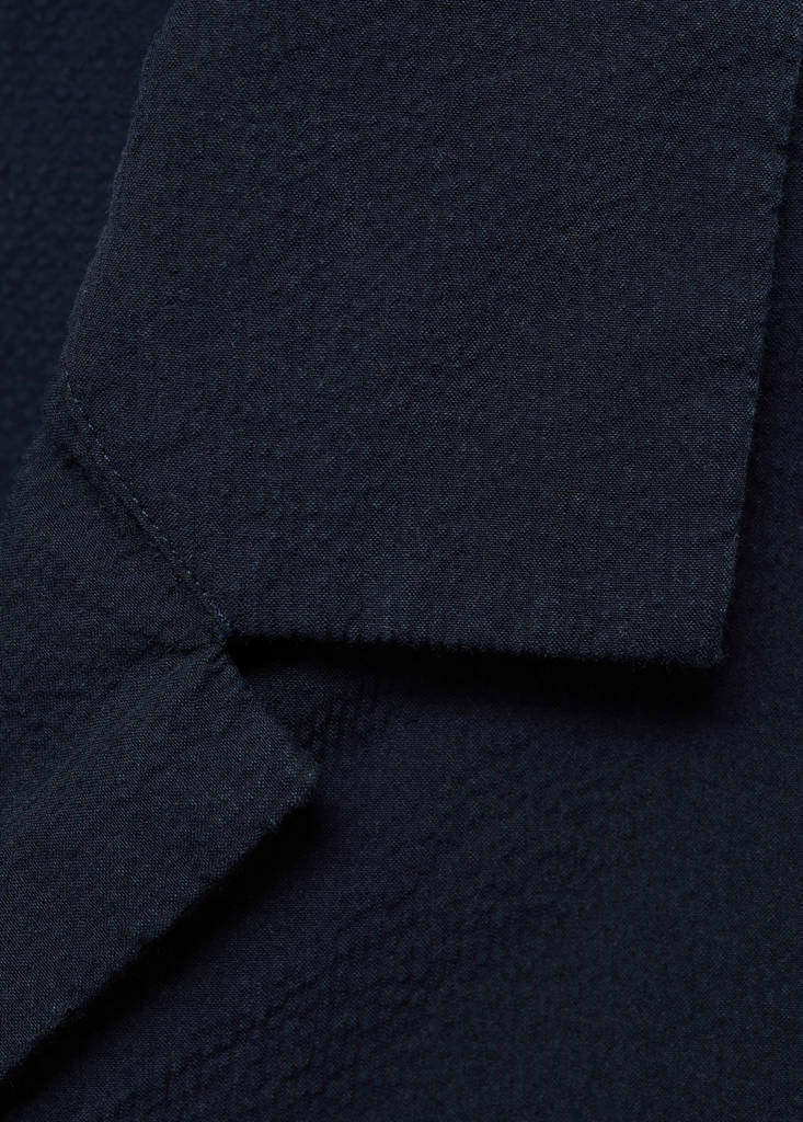 Textured shirt with bowling collar — Dark Navy
