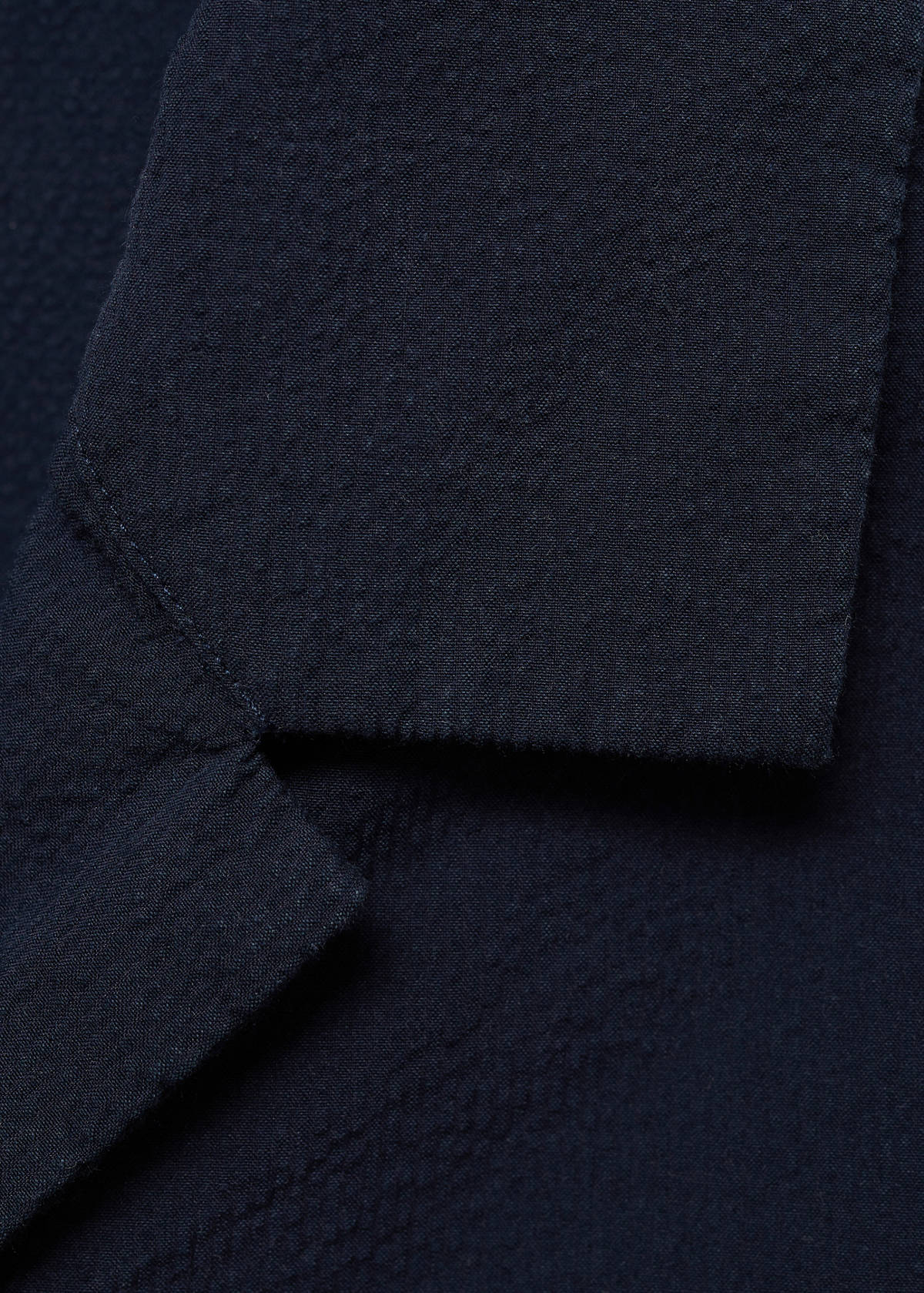 Textured shirt with bowling collar — Dark Navy
