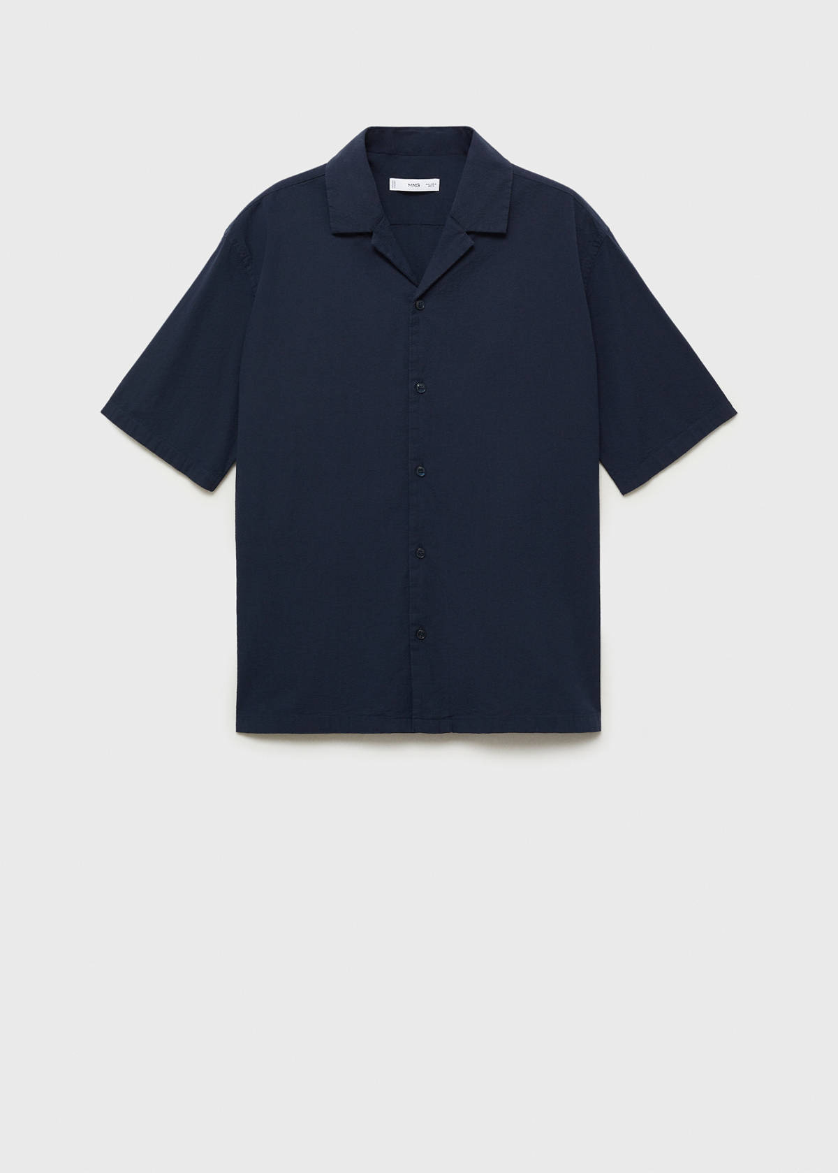 Textured shirt with bowling collar — Dark Navy