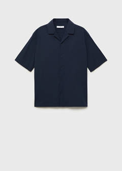 Textured shirt with bowling collar — Dark Navy 7