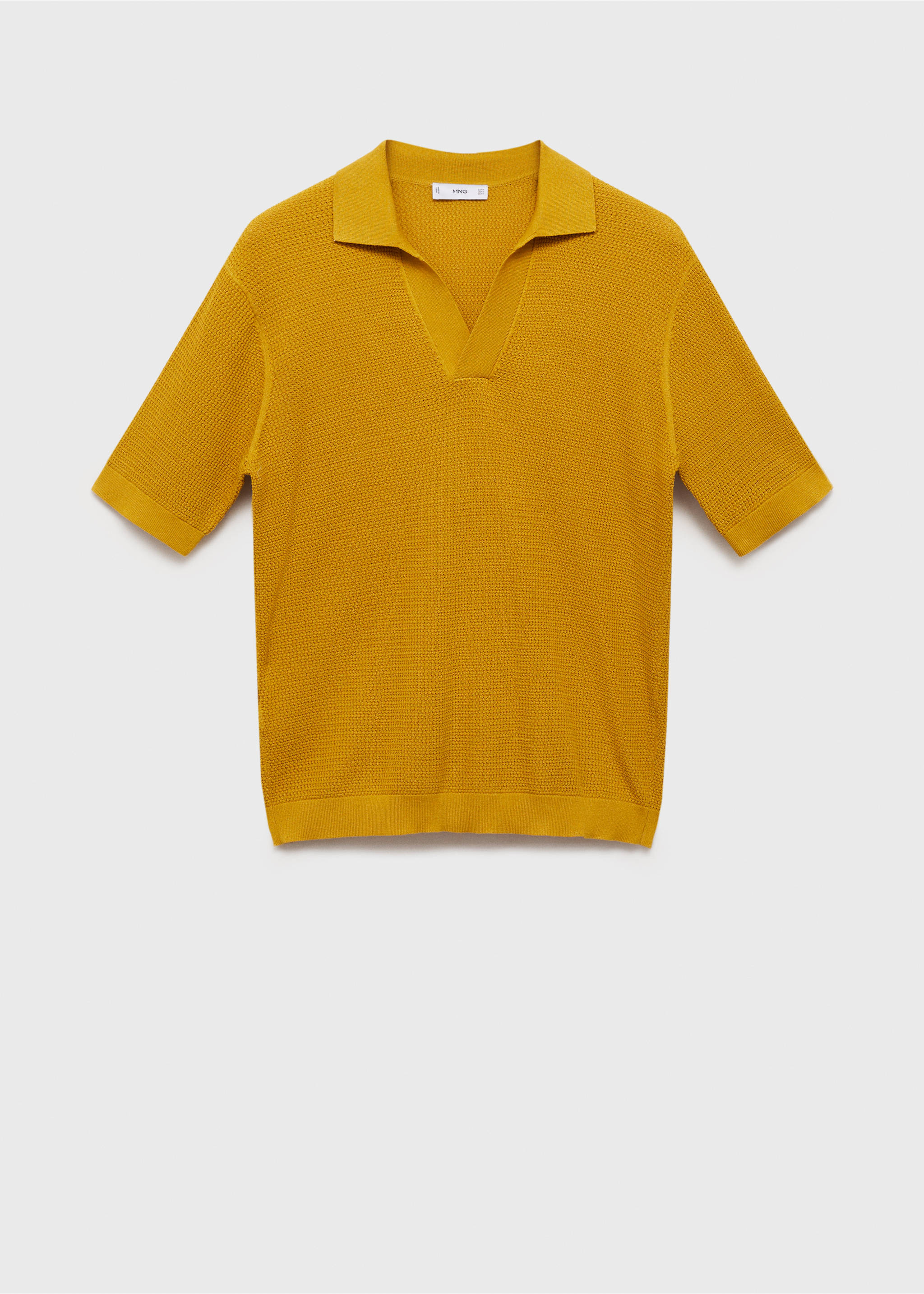 Structured fine-knit polo shirt - Article without model, Curry. Ref: 87055933-00.
